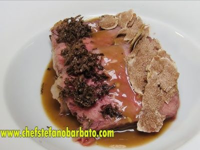 Asado en sartén con trufas del chef Stefano Barbato